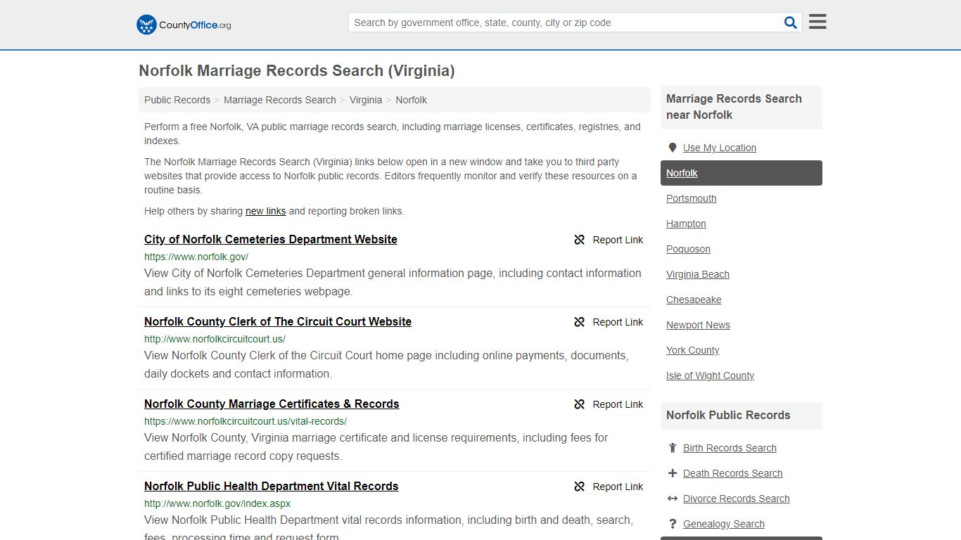 Marriage Records Search - Norfolk, VA (Marriage Licenses ...